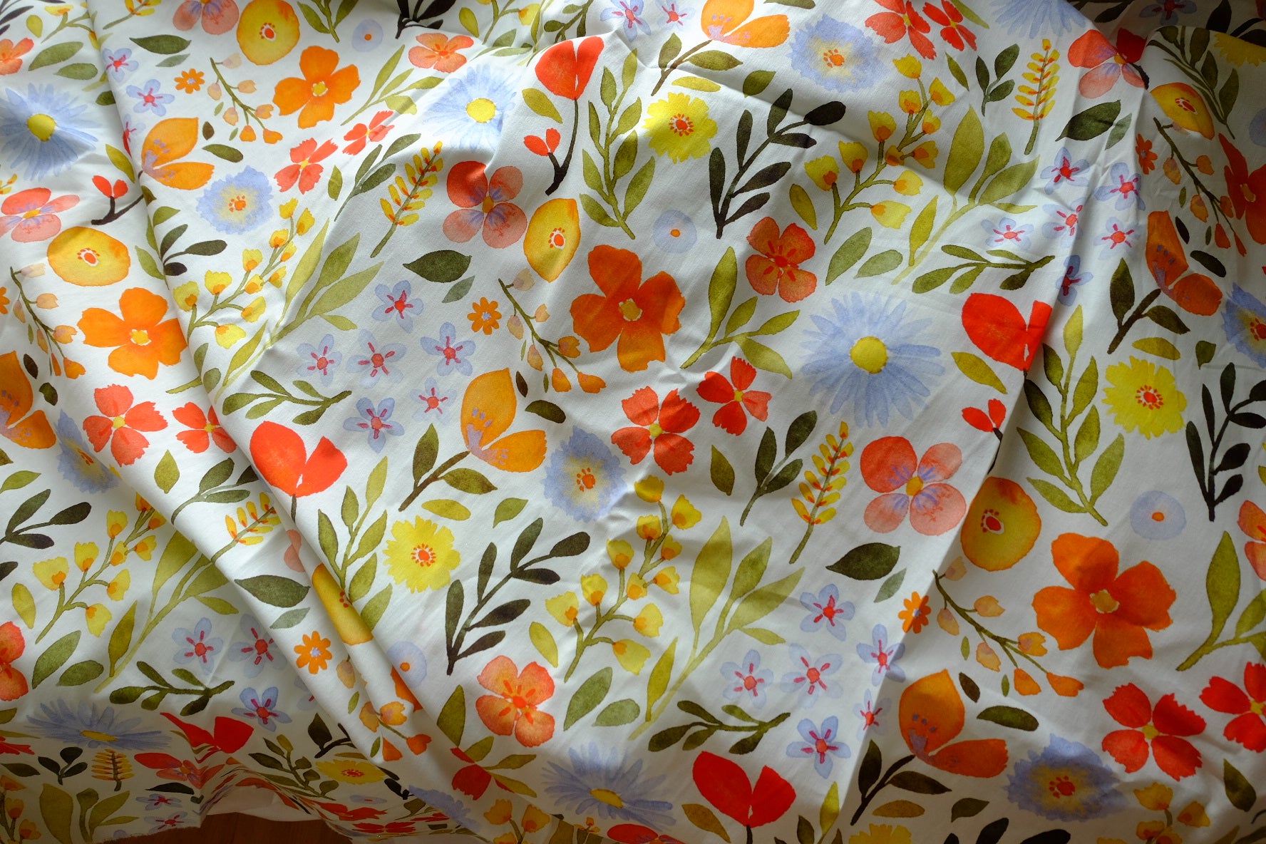 Watercolor Meadow Cotton Fabric – 3.3 yd