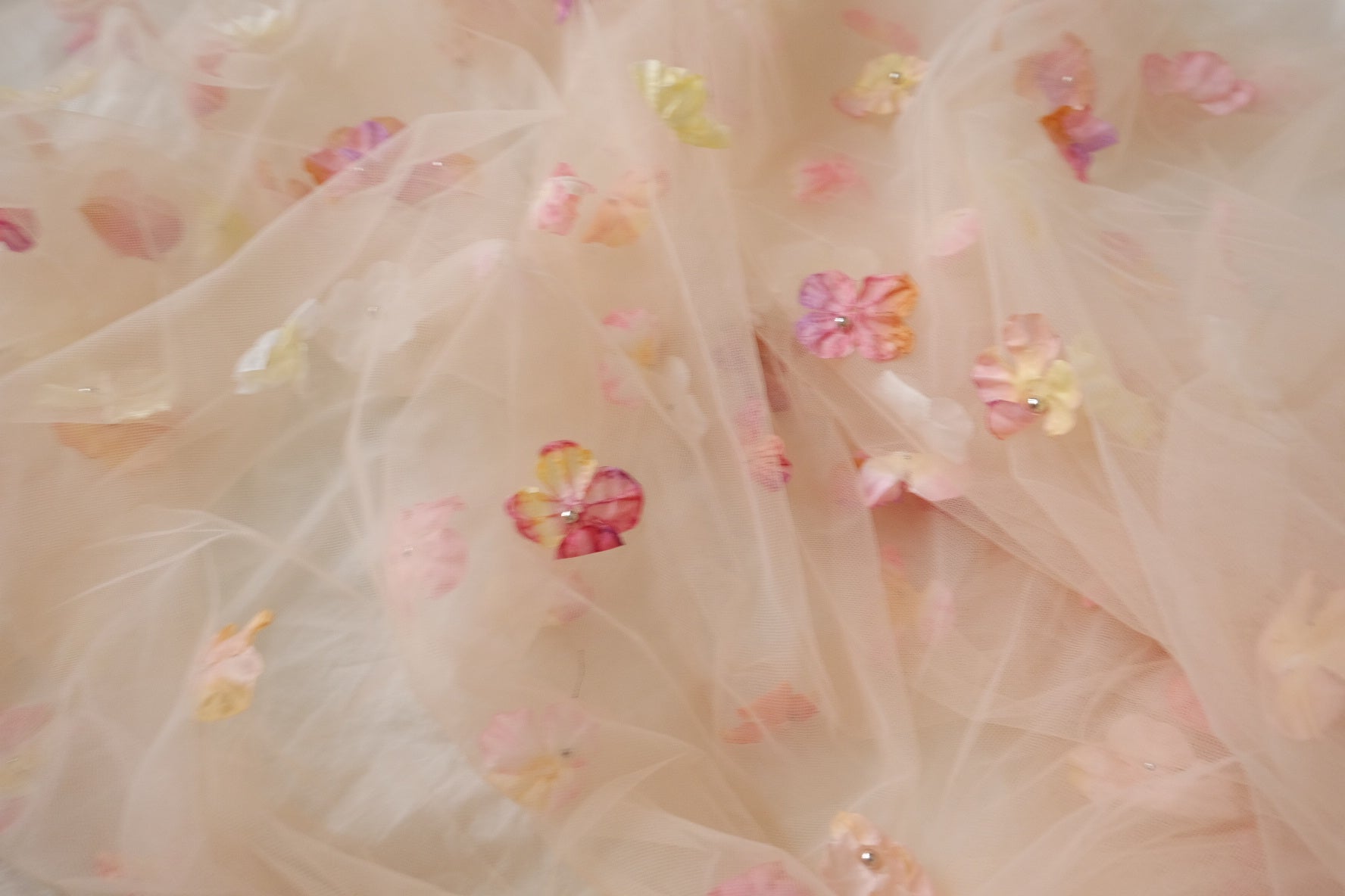 Blush 3D Floral Beaded Tulle Fabric — 2.19 yd