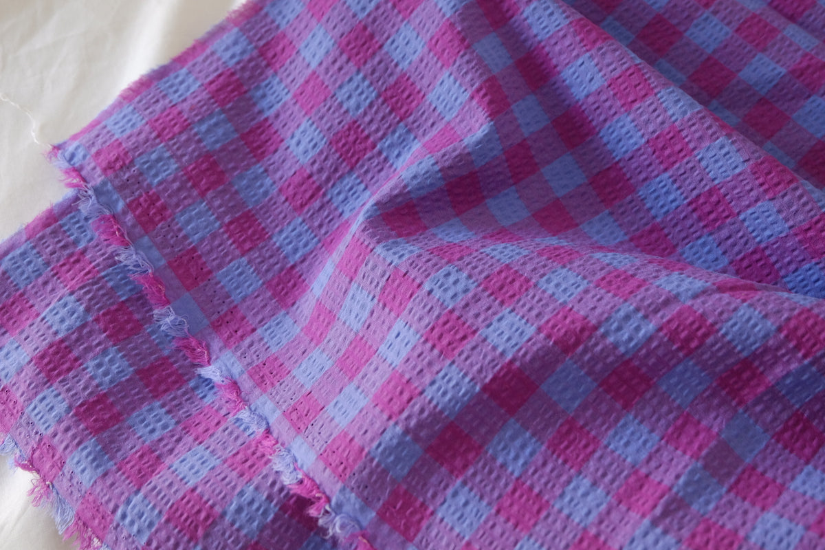 Berry Gingham Cotton Seersucker – 2.2 yd