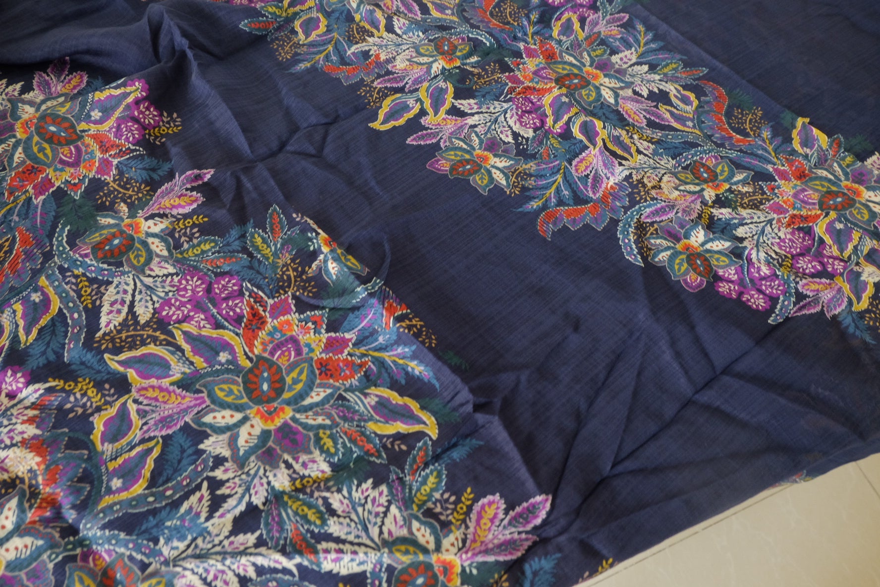 Midnight Engineered Floral Pure Tencel Fabric – 3.28 yd Piece