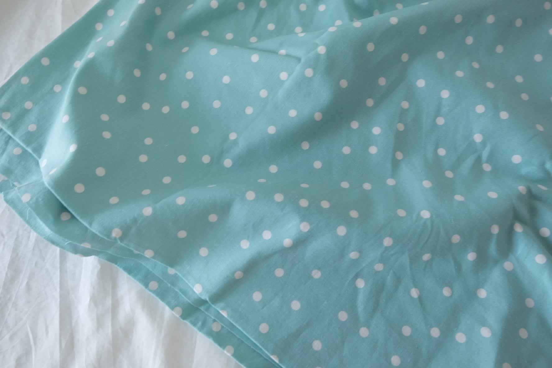 Aqua Blue Polka Dot Pure Linen Fabric – 2.2 yd