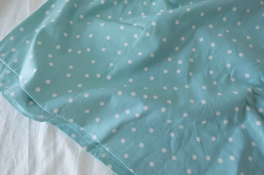 Aqua Blue Polka Dot Pure Linen Fabric – 2.2 yd