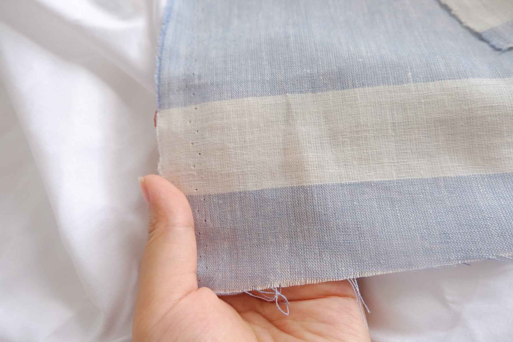Soft Blue Stripe Cotton-Linen Fabric - 2.19 yd
