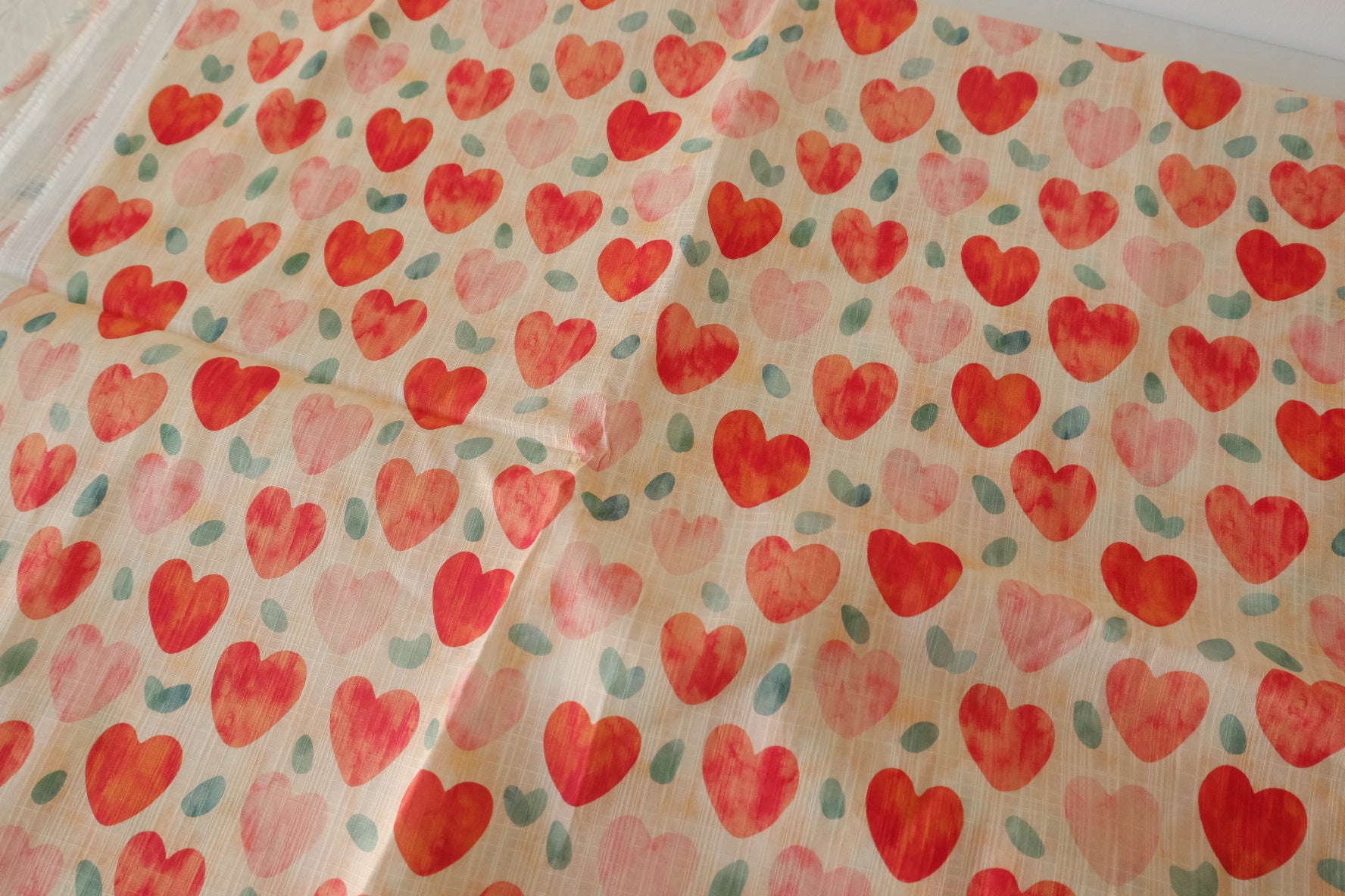 Heart Print Slub Cotton Fabric – 2.2 yd