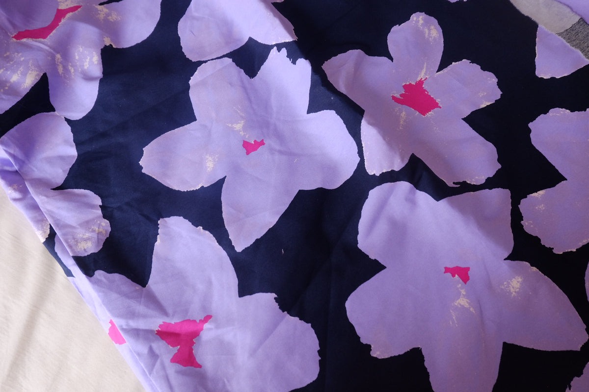 Oversized Lilac Floral Cotton Canvas — 2.2 yd