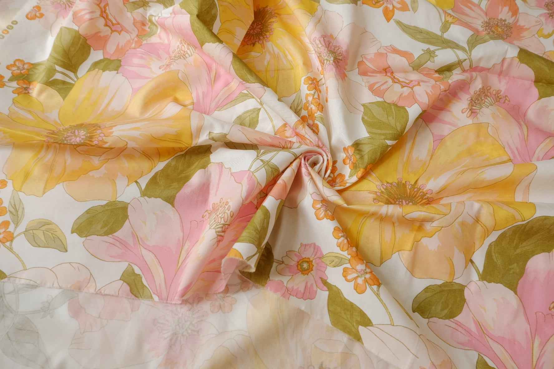 Bold Floral Cotton Poplin Fabric, Crisp Dress Weight, 3.28 Yards