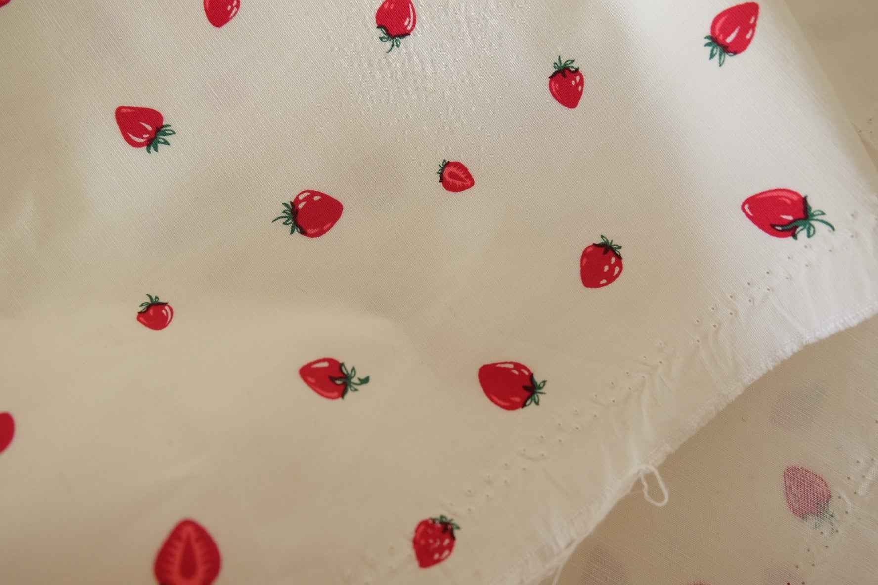 Strawberry Print Tencel Cotton Fabric-1.6 yd Cut