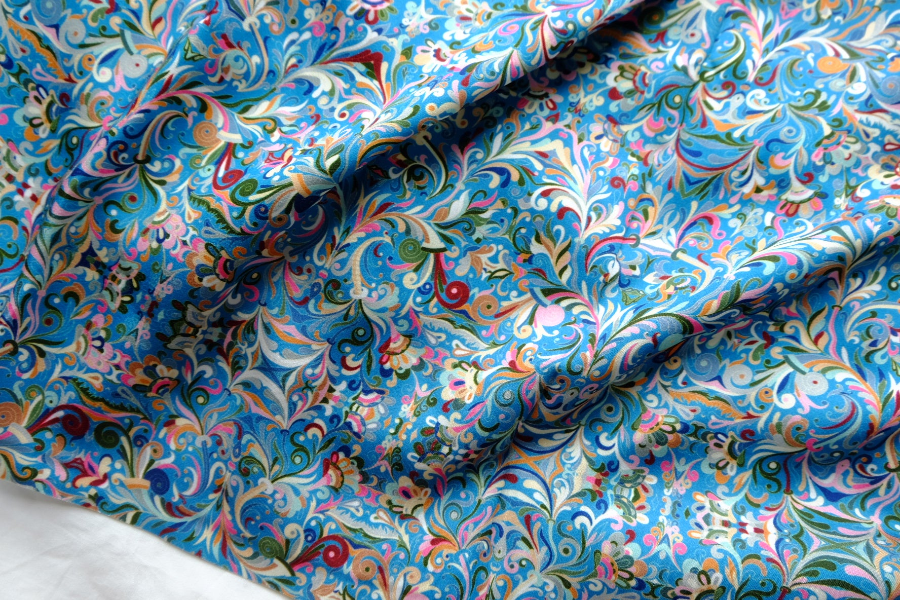 Blue Paisley Viscose Sateen – 3.3 yd