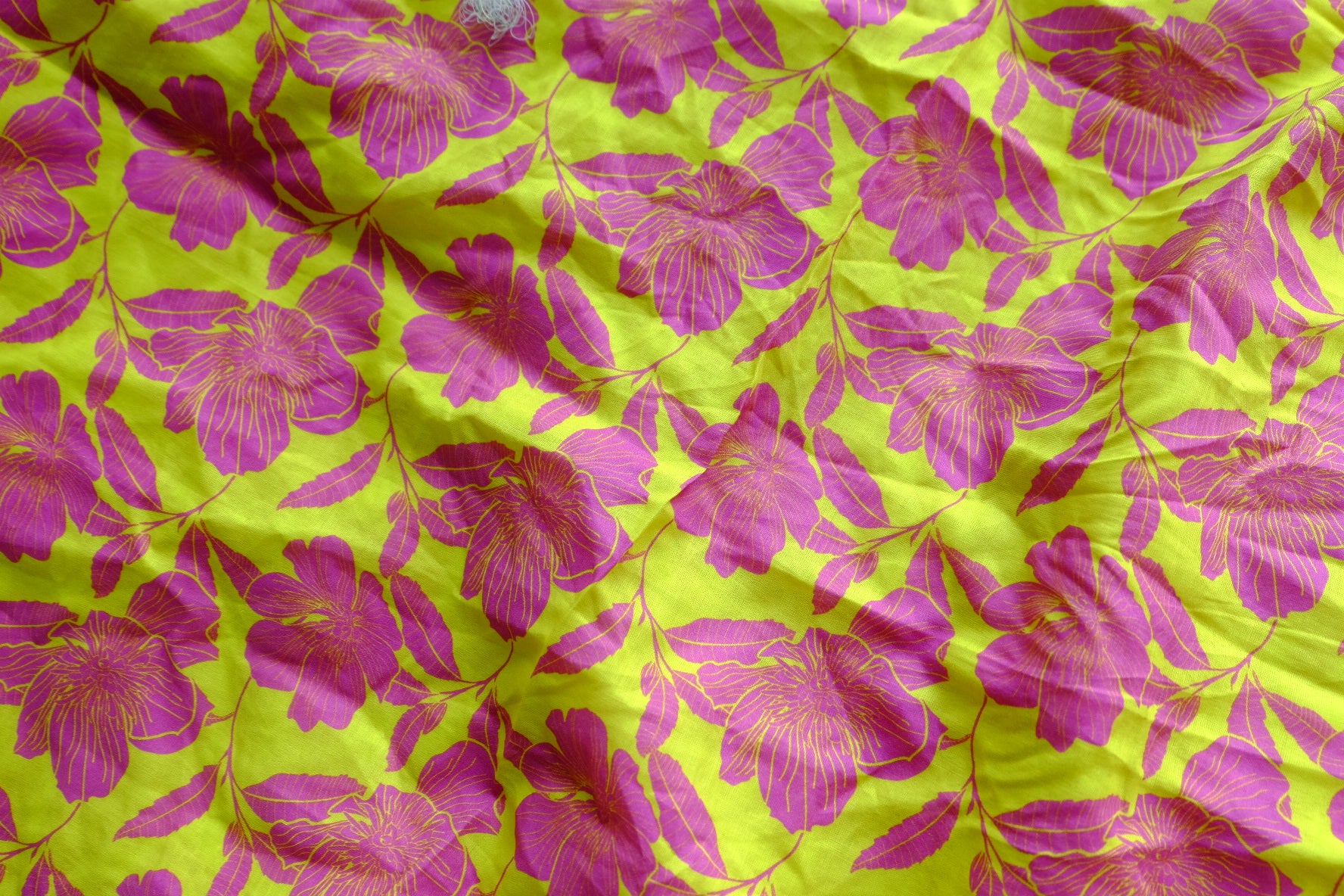 Lime & Magenta Floral Cotton Lawn – 1.6 yd