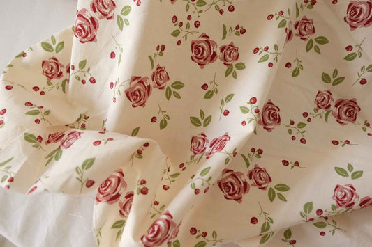 Red Rose Washed Cotton Fabric – 2.2 yd