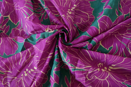 Magenta Tropical Floral Lightweight Cotton Lawn – 3.1 yd