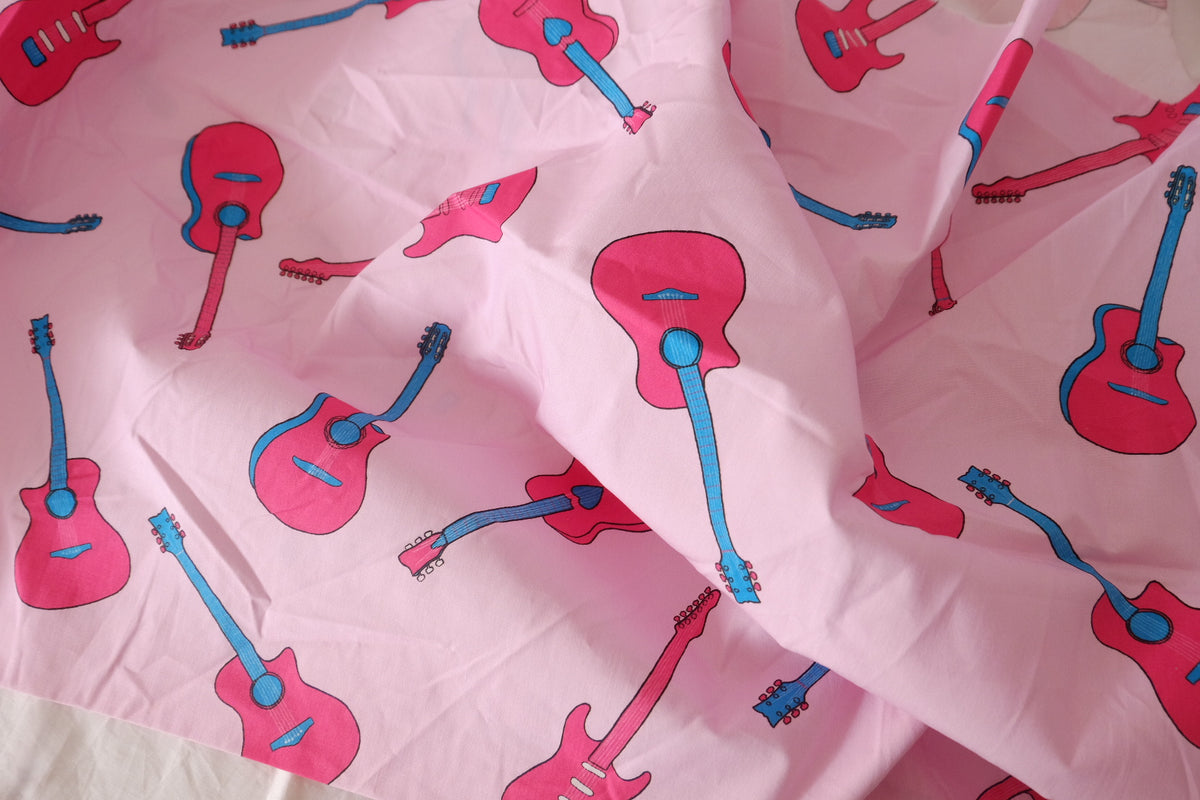 Pink Guitar Cotton Poplin – 0.9 yd