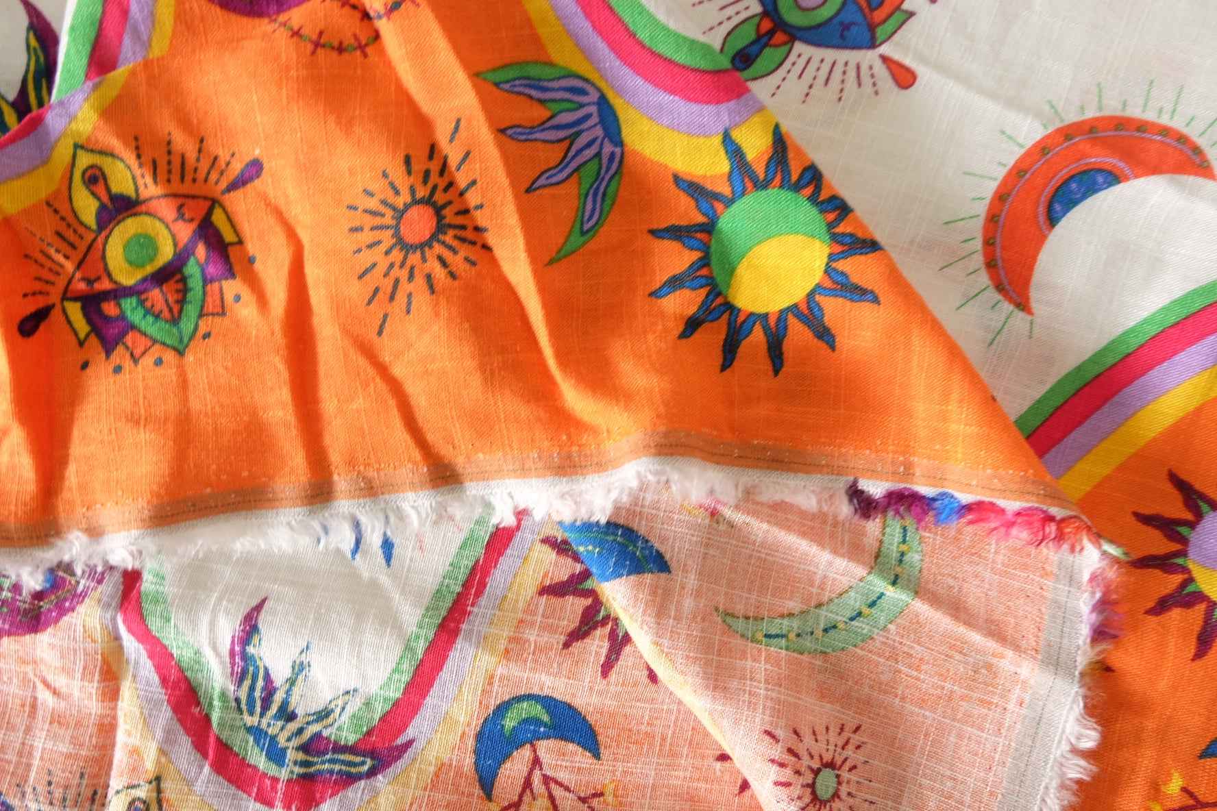 Sun Moon Print Lightweight Cotton Linen Fabric – 2.2 Yards