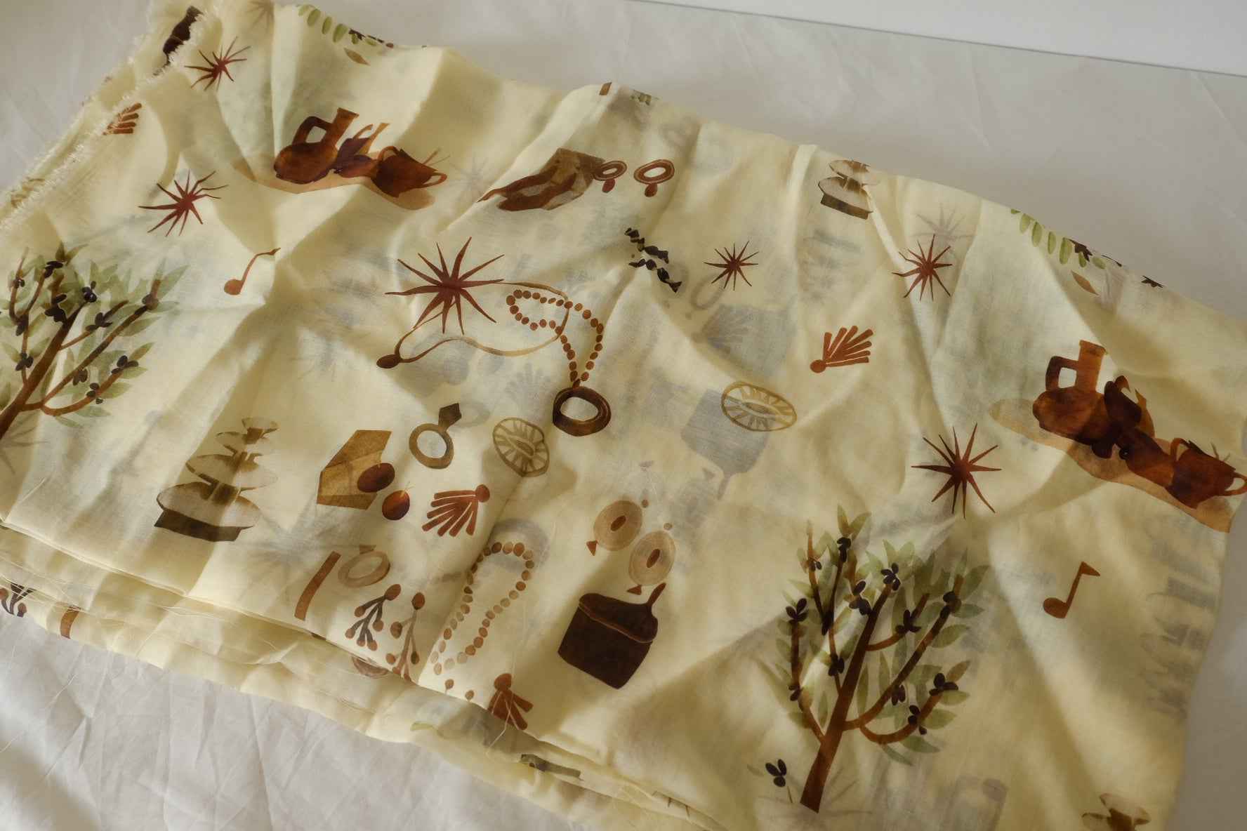 Whimsical Objects Print Tencel Ramie Fabric – 3.3 yd
