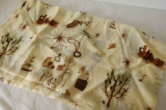 Whimsical Objects Print Tencel Ramie Fabric – 3.3 yd