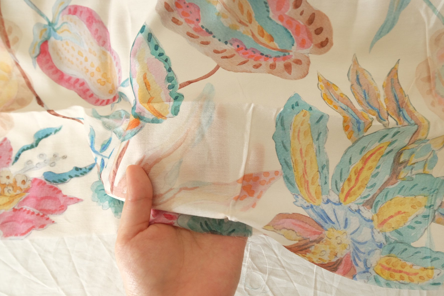 Watercolor Botanical Rayon-Tencel Dress Fabric – 2.2 yd
