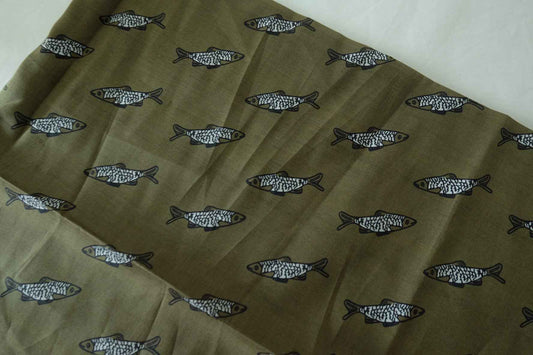 Fish Print Cotton Lawn Fabric – 2.2 yd