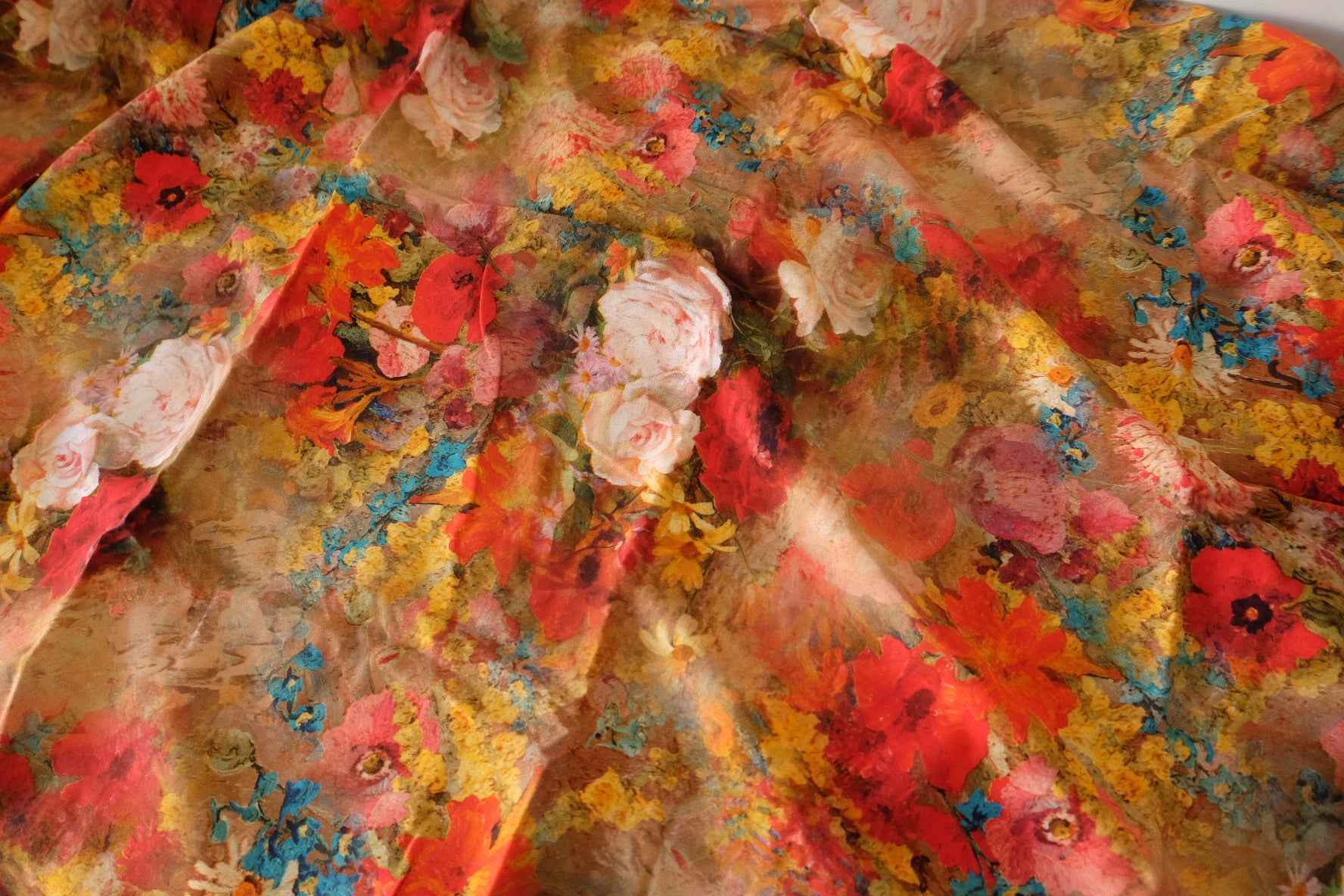 Watercolor Floral Rayon Challis Fabric – 3.3 yd
