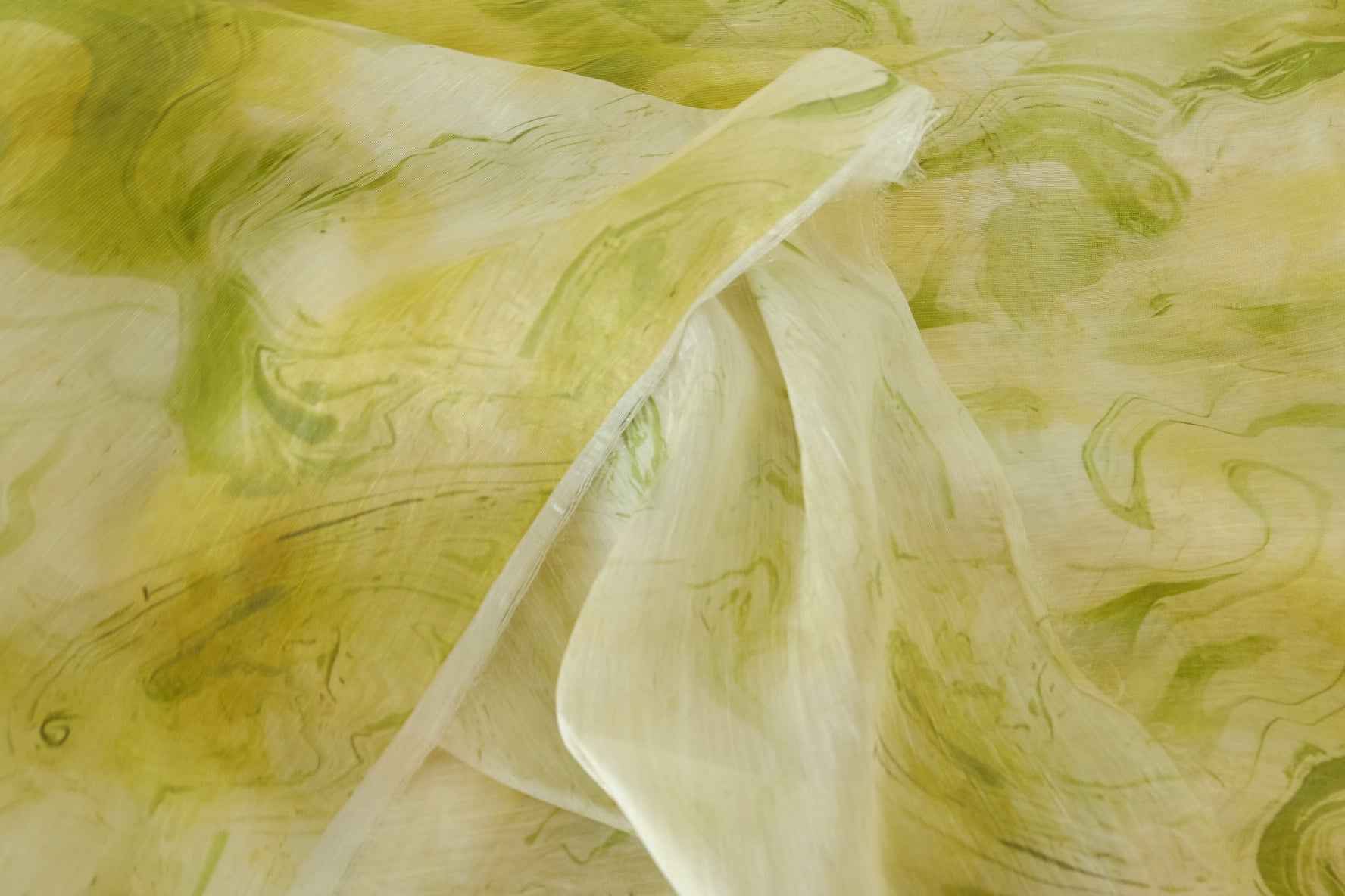 Soft Green Watercolor Tencel Cotton Fabric – 1.9 yd