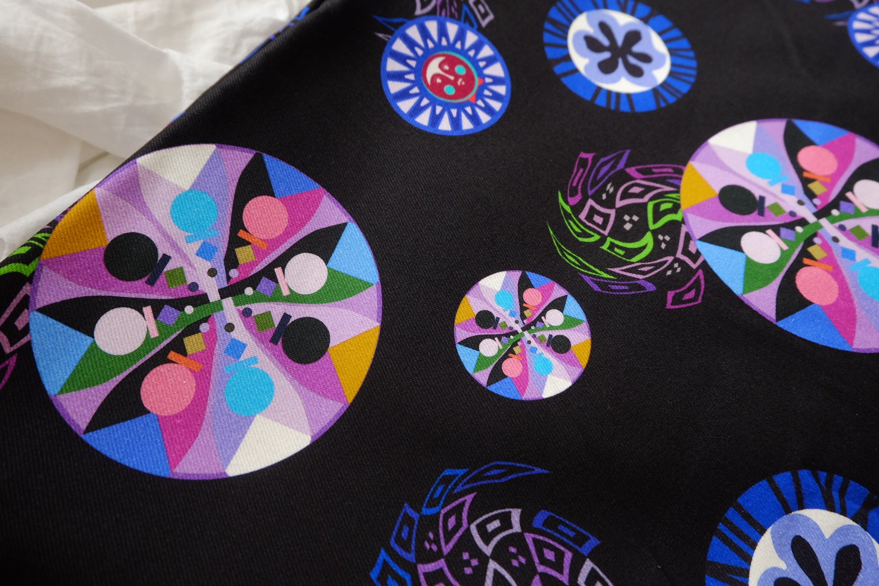 Graphic Printed Cotton Twill in Black — 2.19 Yards