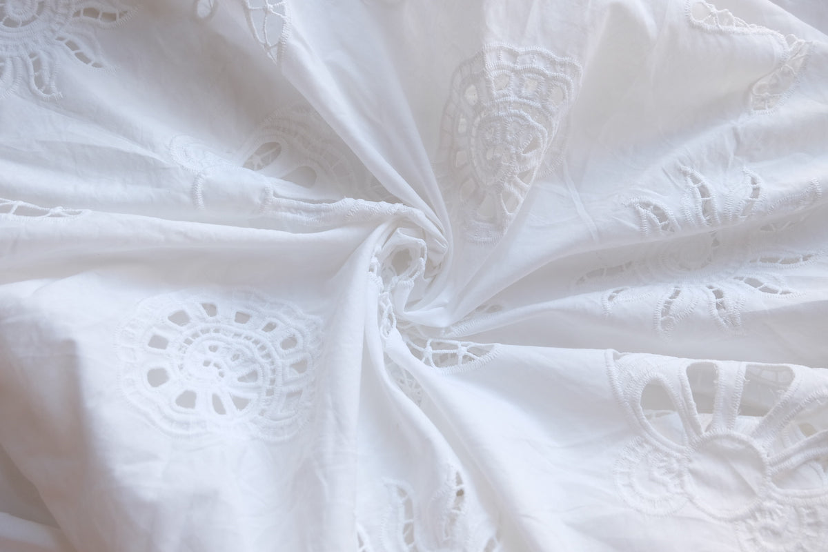 Seashell & Starfish Cutwork Embroidered Cotton Poplin – 2.2 yd