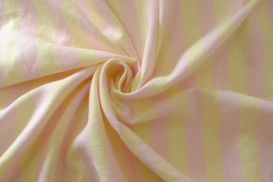 Pastel Pink & Yellow Stripe Linen Cotton – 2.2 yd