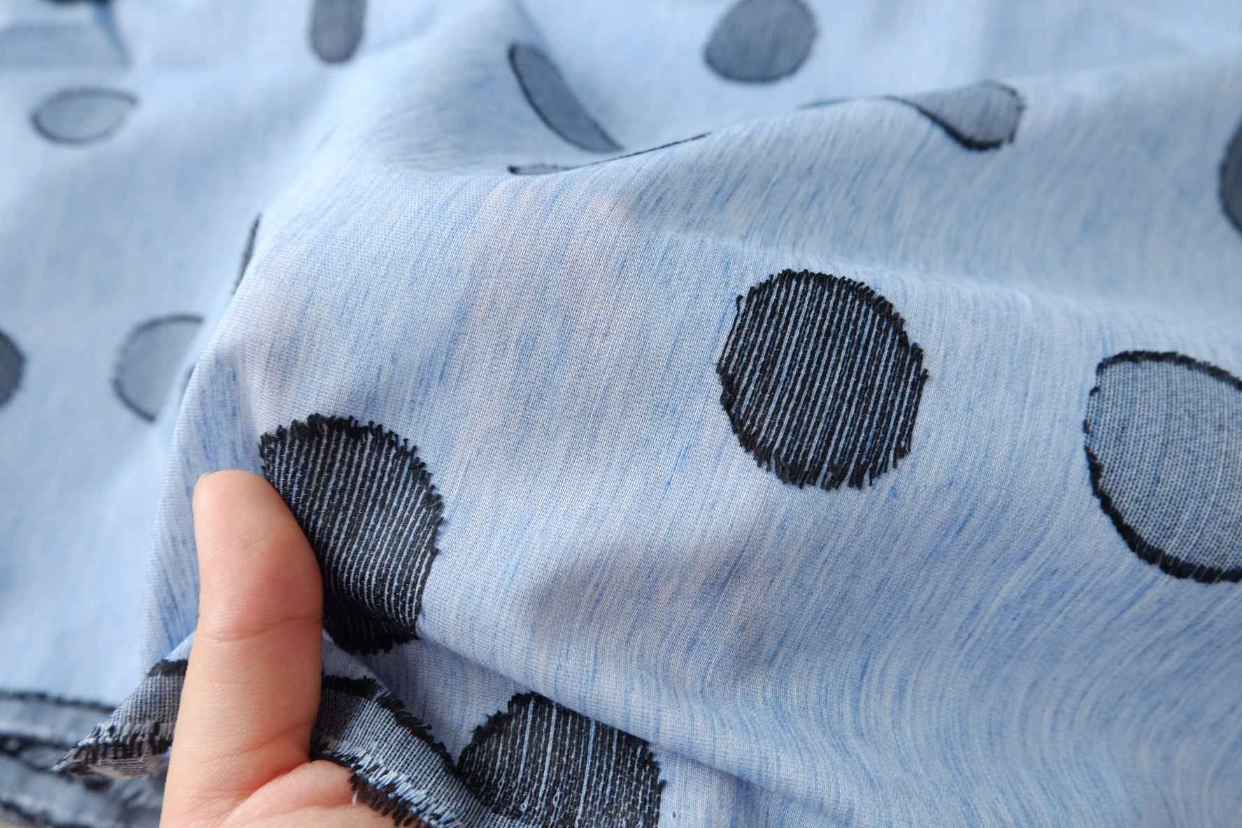 Blue Textured Dot Tencel Nylon Fabric — 1.64 yd Piece