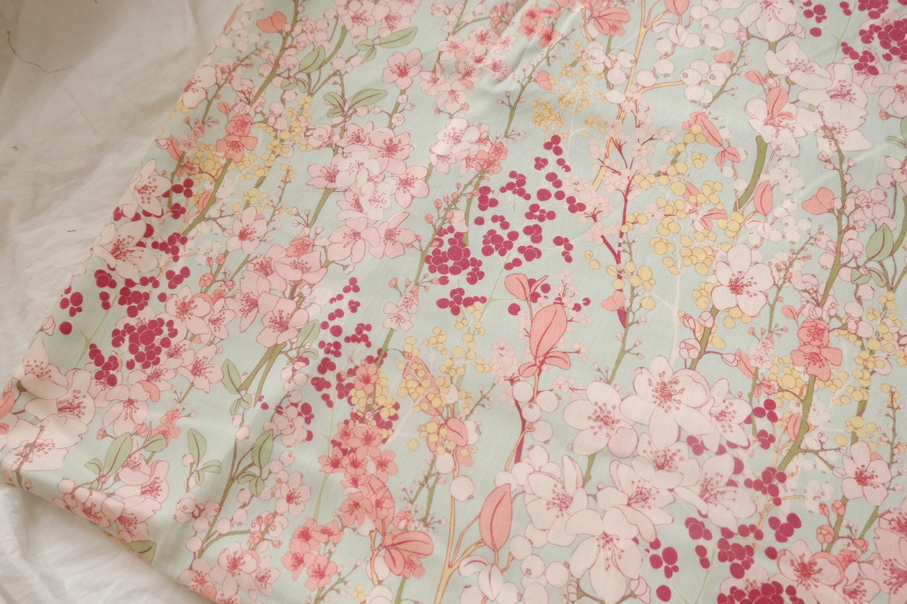 Mint Garden Floral Twill Tencel Fabric - 3.28 yd
