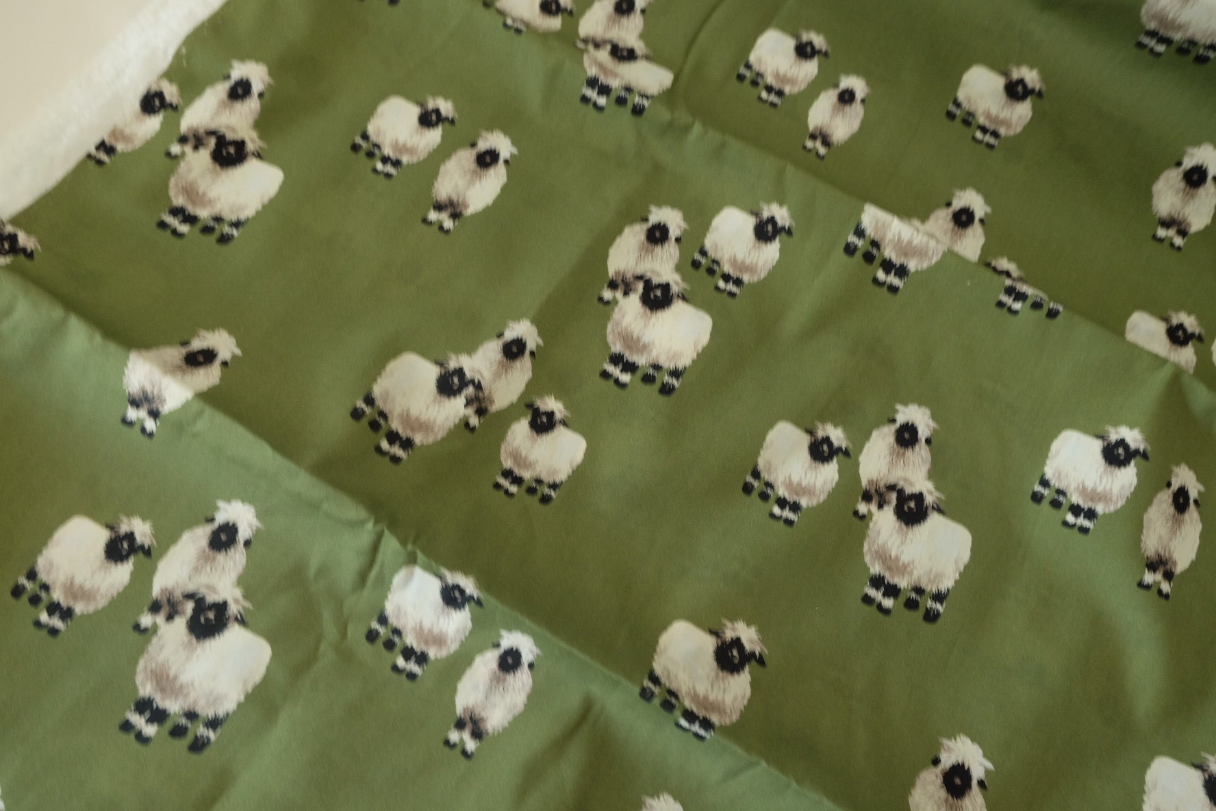 Olive Green Sheep Cotton Poplin Fabric – High Quality Lightweight Cotton – 2.2 yd