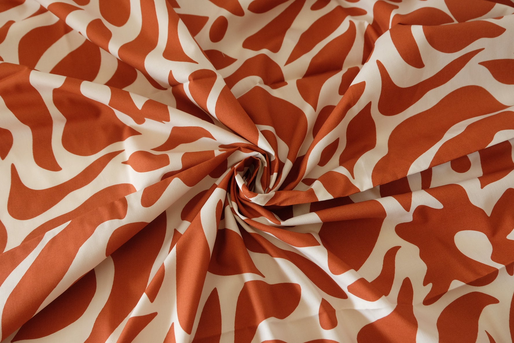 Rust Abstract Floral Cotton Poplin Fabric – High Density Pure Cotton – 3.3 yd