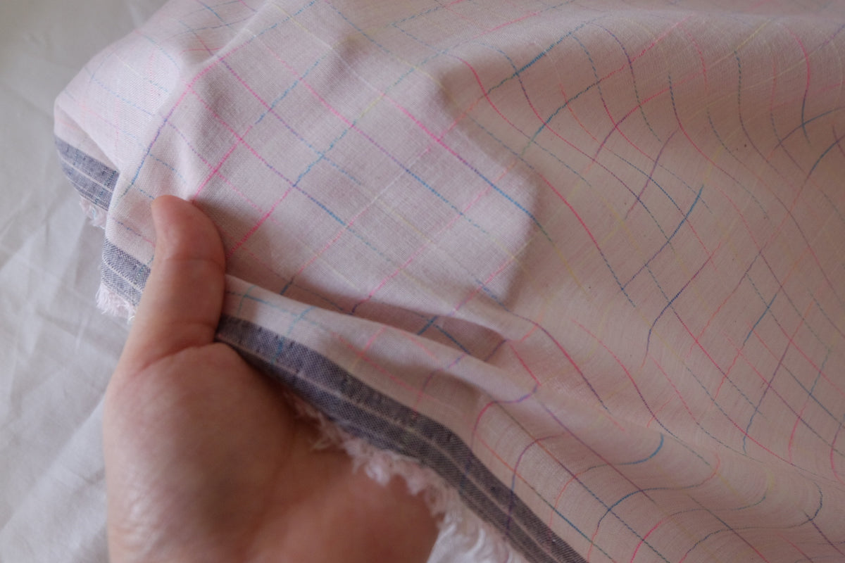 Pastel Windowpane Linen Cotton Blend – 2.2 yd