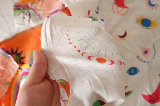 Sun Moon Print Lightweight Cotton Linen Fabric – 2.2 Yards