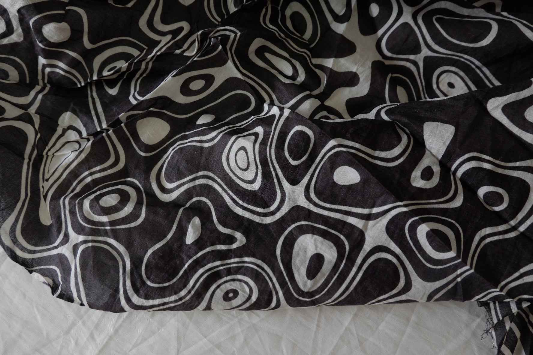 Black Abstract Lightweight Cotton Linen — 1.31 yd