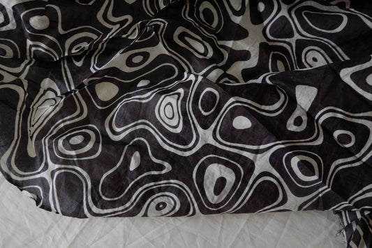 Black Abstract Lightweight Cotton Linen — 1.31 yd