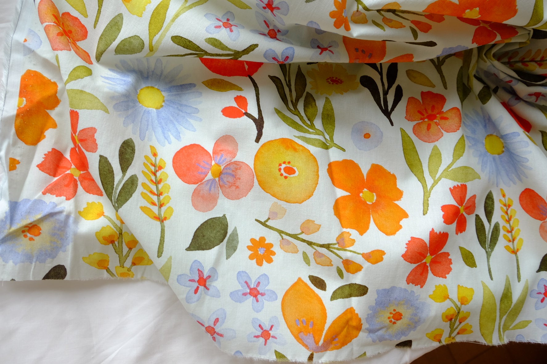 Watercolor Meadow Cotton Fabric – 3.3 yd