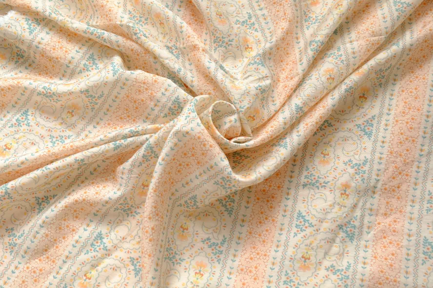 Pastel Paisley Stripe Tencel Cotton Fabric, Soft Textured Summer Dress Weight, 3.28 Yards