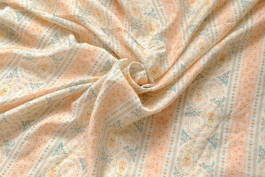 Pastel Paisley Stripe Tencel Cotton Fabric, Soft Textured Summer Dress Weight, 3.28 Yards