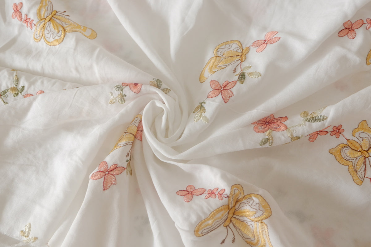 Butterfly Embroidered Soft Cotton – 2.2 yd