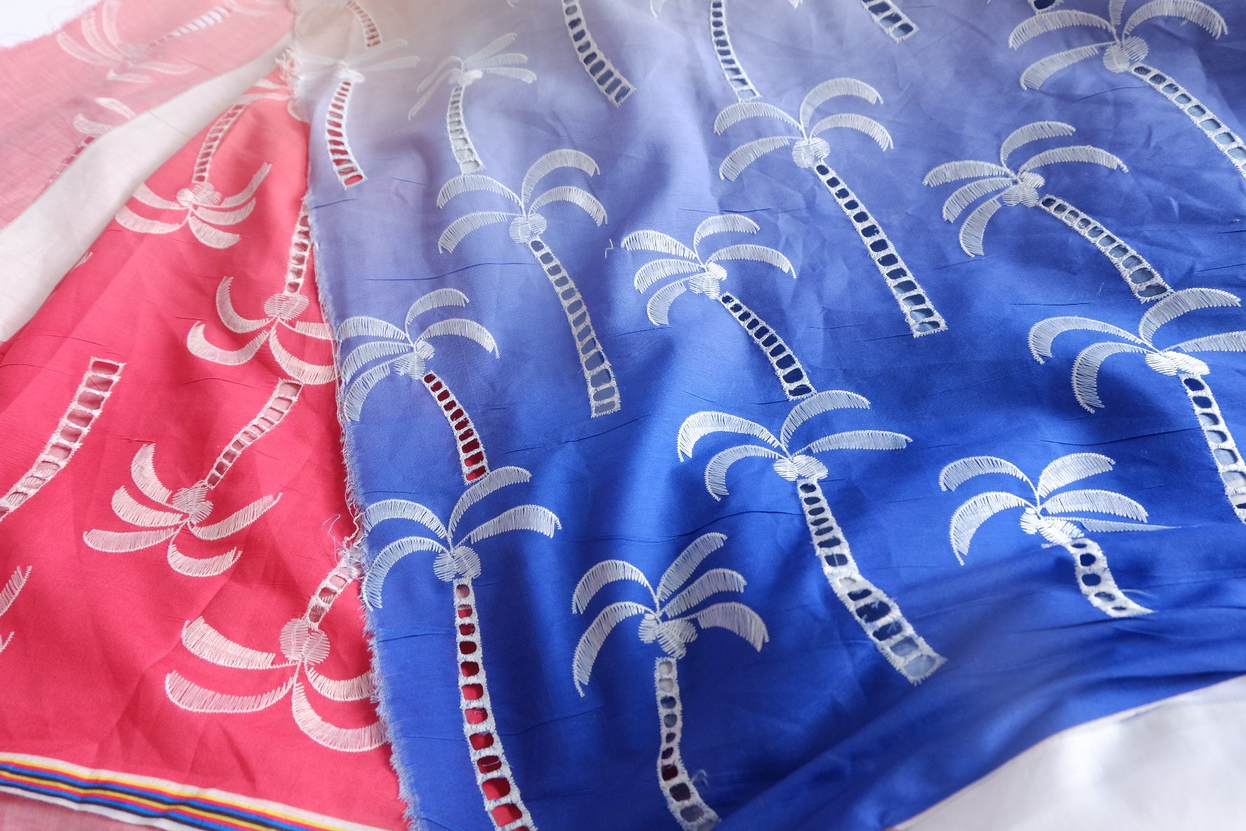 Ombre Palm Embroidered Polyester Fabric - 2.73 yd