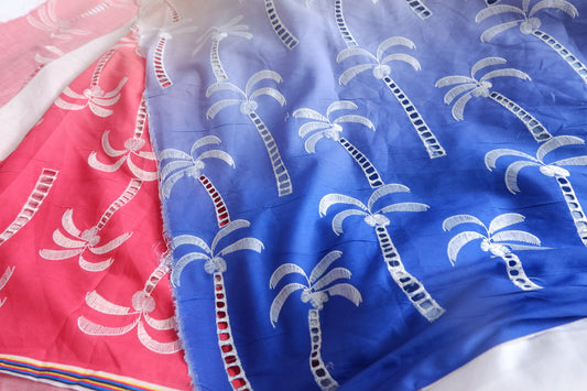 Ombre Palm Embroidered Polyester Fabric - 2.73 yd