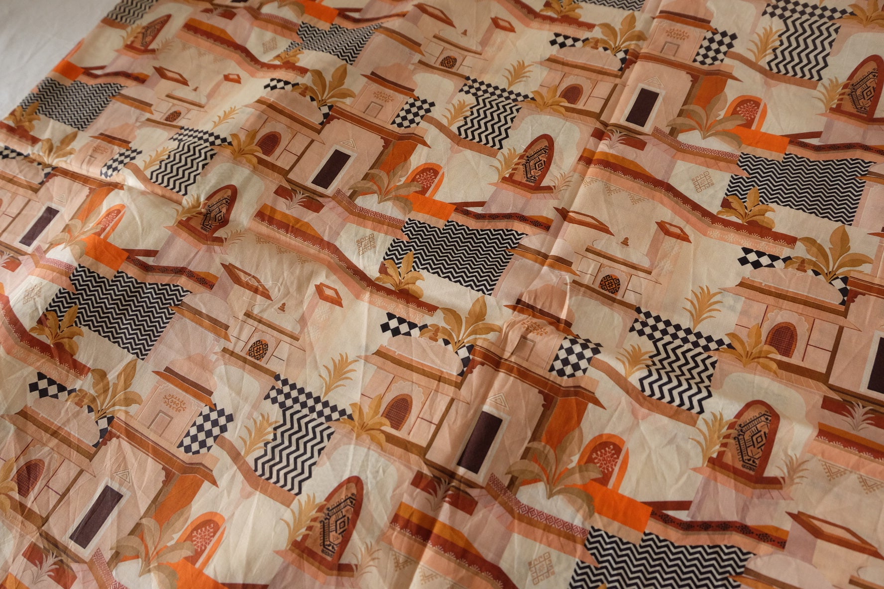 Terracotta Architecture Cotton Lawn Fabric – 1.2 yd
