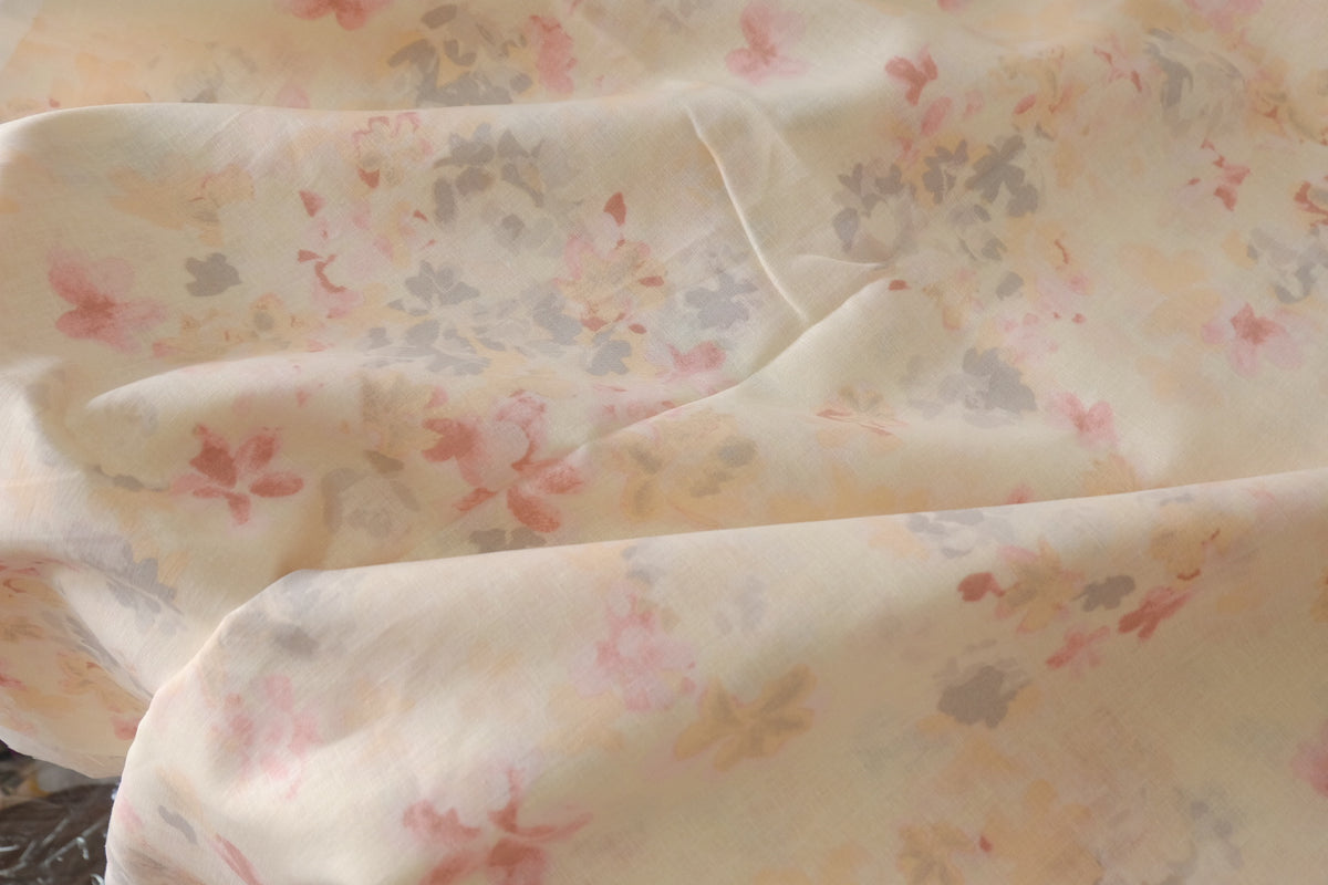 Faded Watercolor Floral Linen Cotton – 2.2 yd