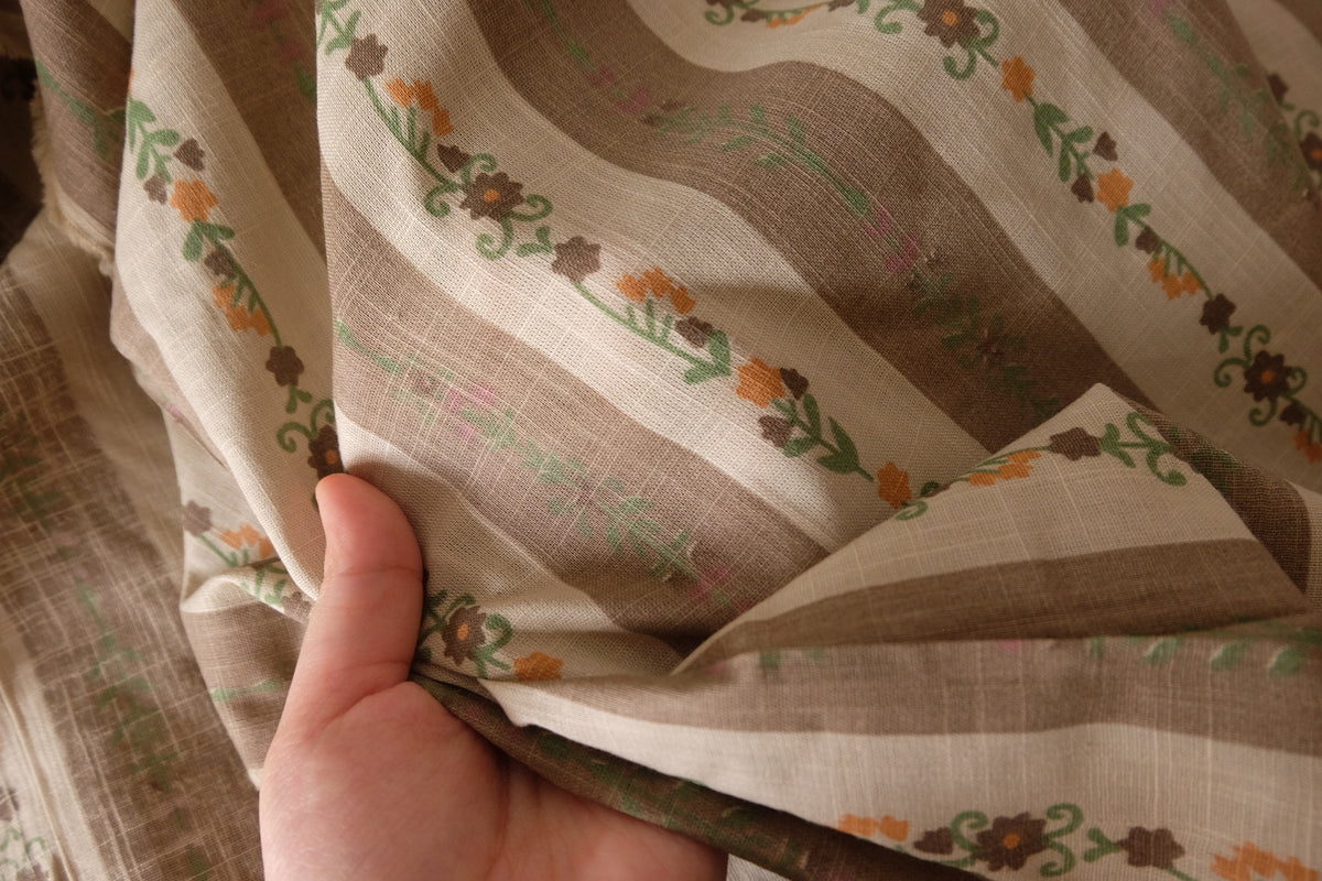 Vintage Meadow Floral Stripe Cotton Linen – 2.2 yd