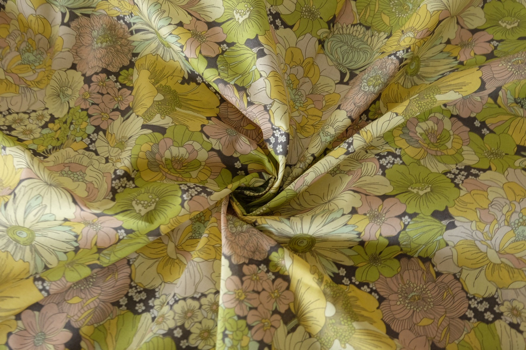 Vintage Olive Floral Cotton Lawn Fabric – 3.3 yd