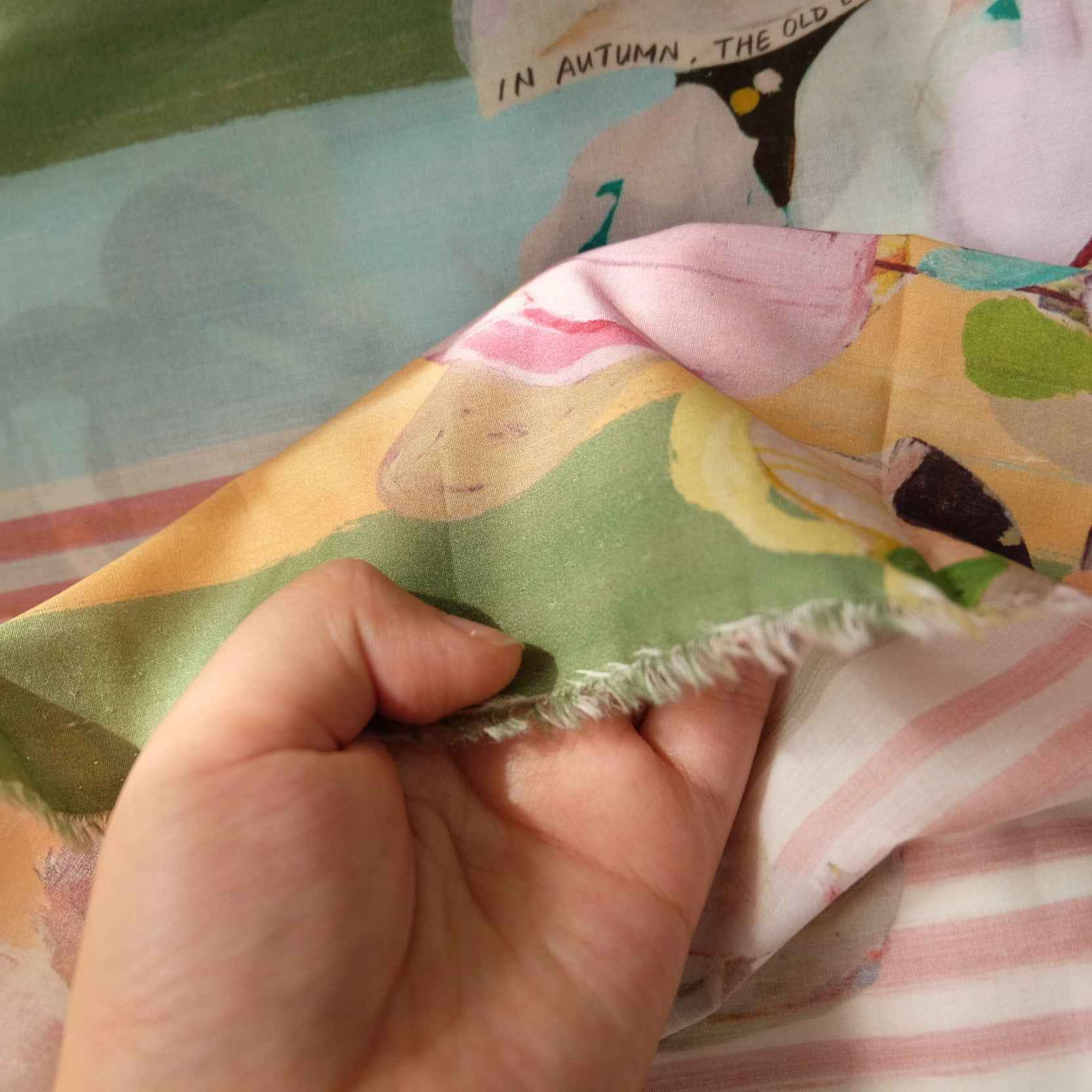 100s Cotton Shirting Fabric – Whimsical Floral Stripe Print (2.19 yd)