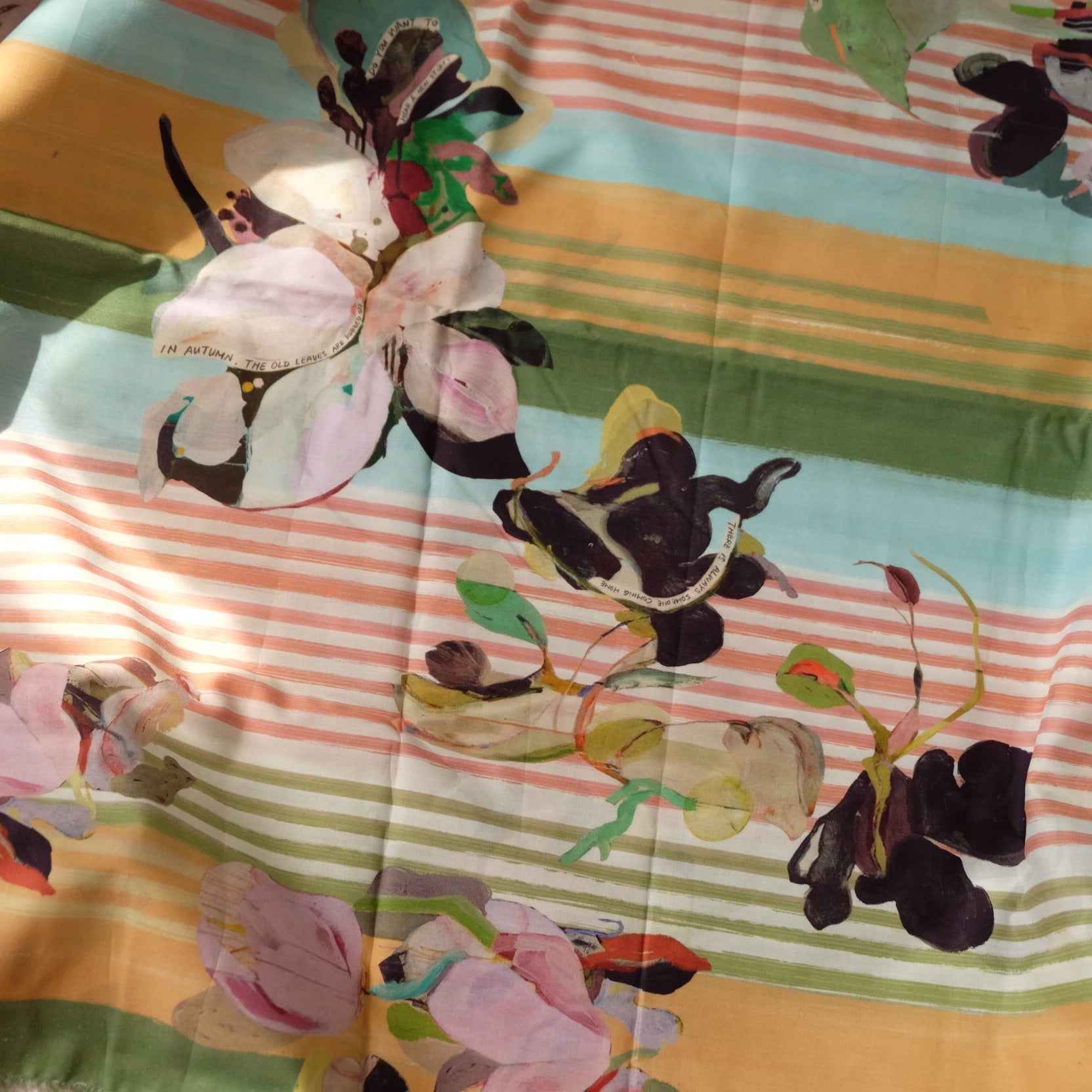 100s Cotton Shirting Fabric – Whimsical Floral Stripe Print (2.19 yd)
