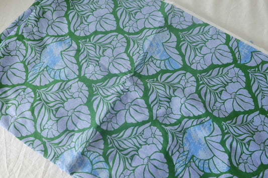 Blue Green Botanical Cotton Poplin Fabric – 3.3 Yards