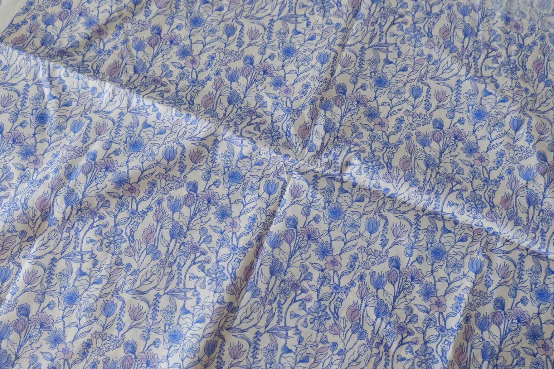 Blue Botanical 80s Cotton Poplin Fabric – 2.2 yd