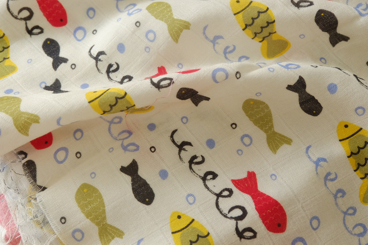Playful Fish Double Gauze Cotton — 2.19 yd