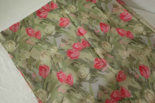 Painterly Tulip Cotton Fabric - 3.3 yd